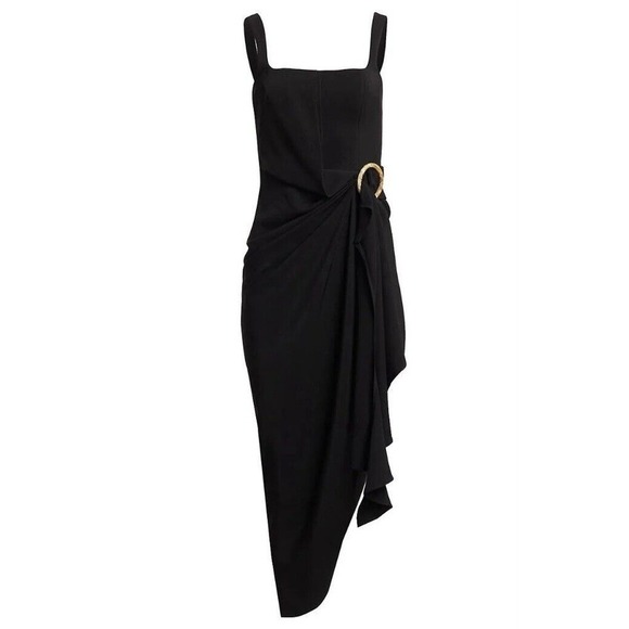 Acler Maine Draped Midi Dress Black Size US 4 New With Defects $450 - Picture 6 of 16